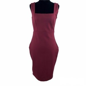 Lulus Women’s Red Burgundy  Sleeveless Square Neck Bodycon Dress Size M
